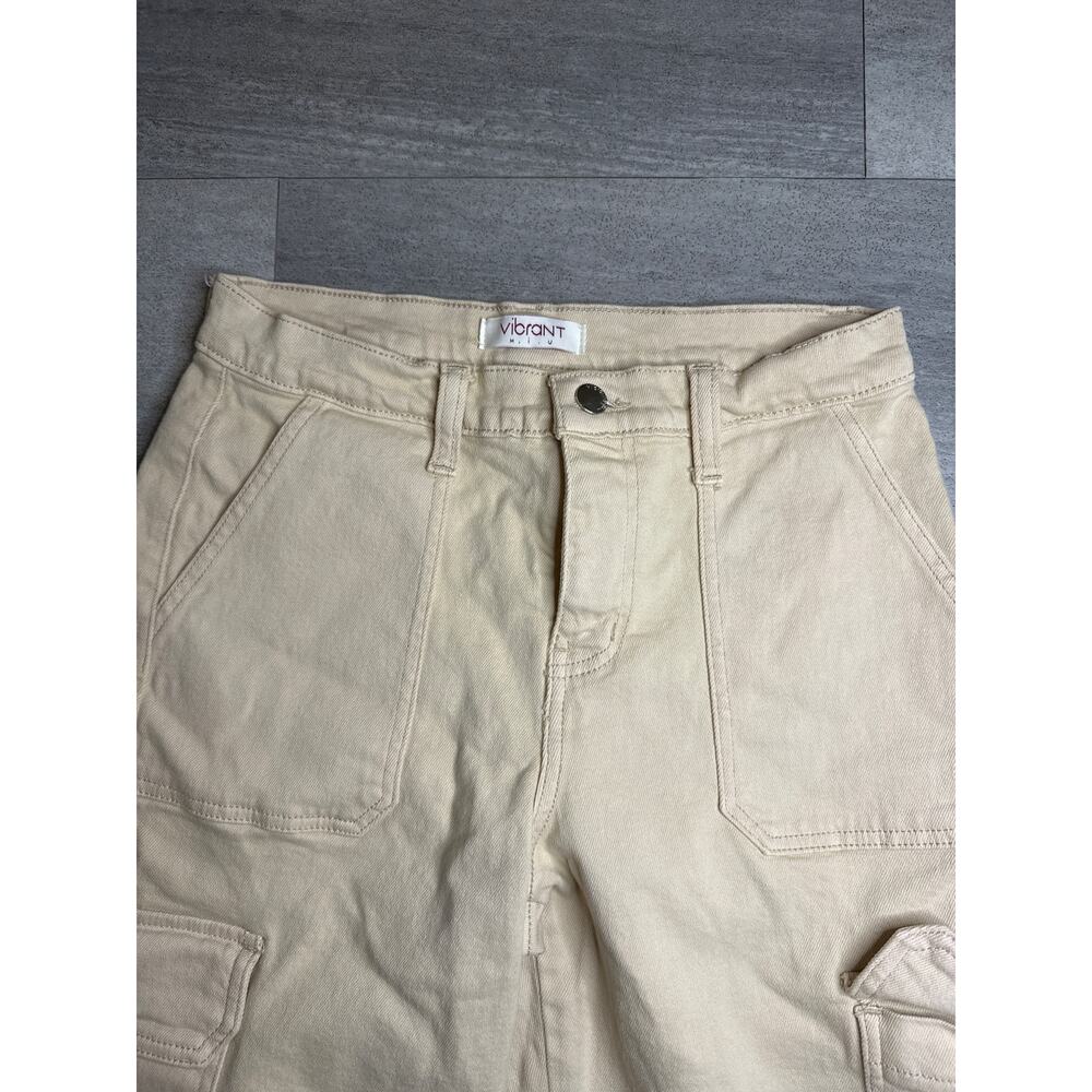 Vibrant M.i.U Back To Y2K Wide Cargo Jeans Sand Size 3 (W25) - Picture 2 of 5